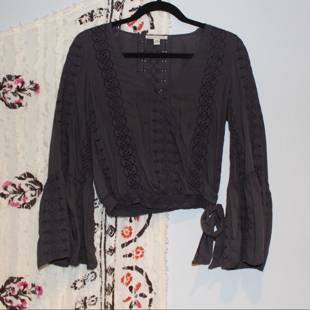 Long sleeve flutter sleeve top
